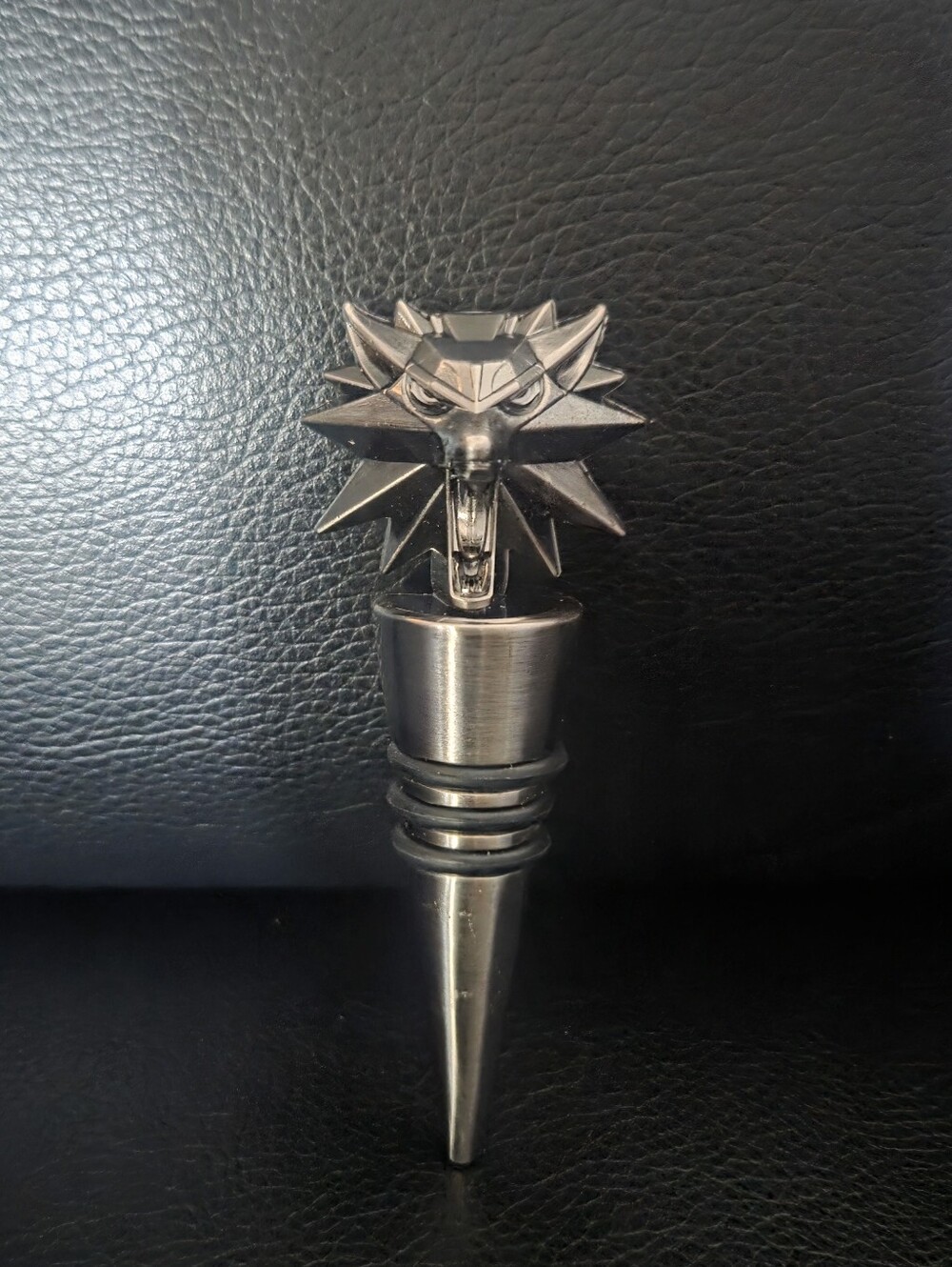 The Witcher 3 Stainless Steel Bottle Stopper featuring Wolf School Medallion